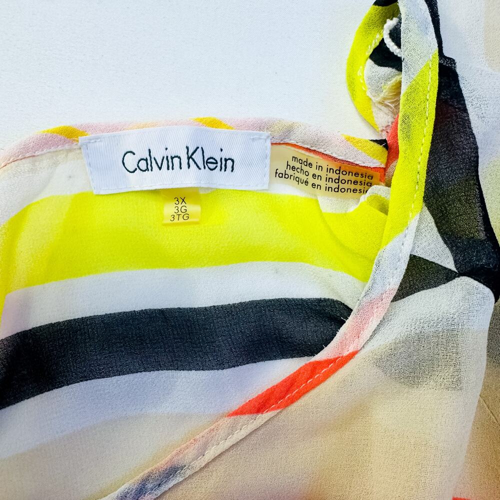 Calvin Klein Plus Size Multicolor Striped Swim Kaftan Cover-Up 3X - Picture 8 of 10